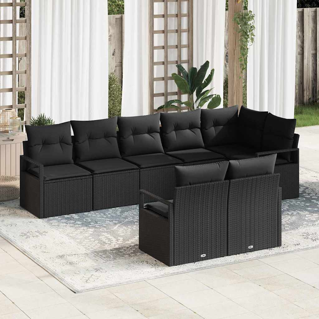 Conjunto de sofás de jardín 8 pcs Beige y ratán sintético