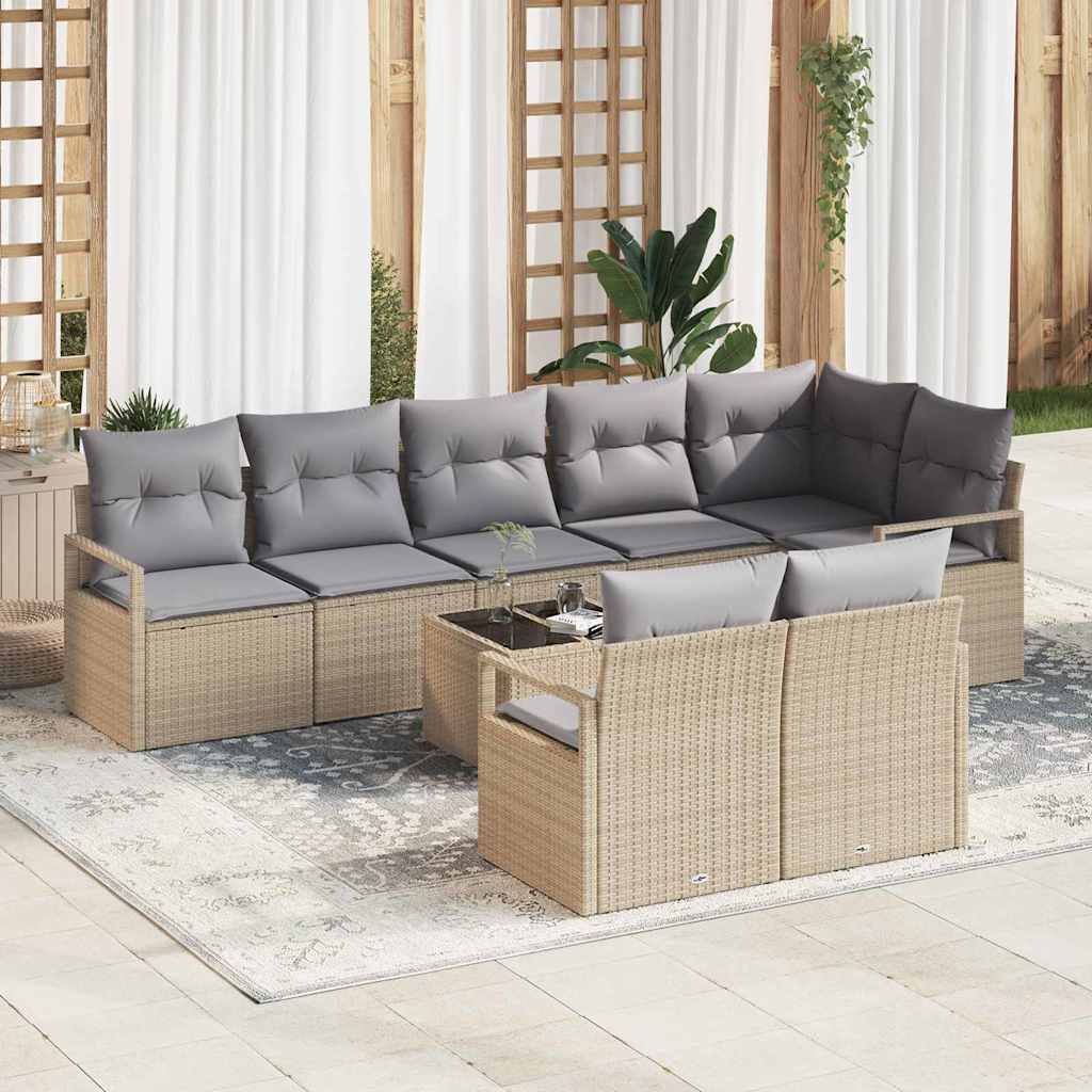 Conjunto de sofás de jardín con cojín 13 pcs Negro Poliratán