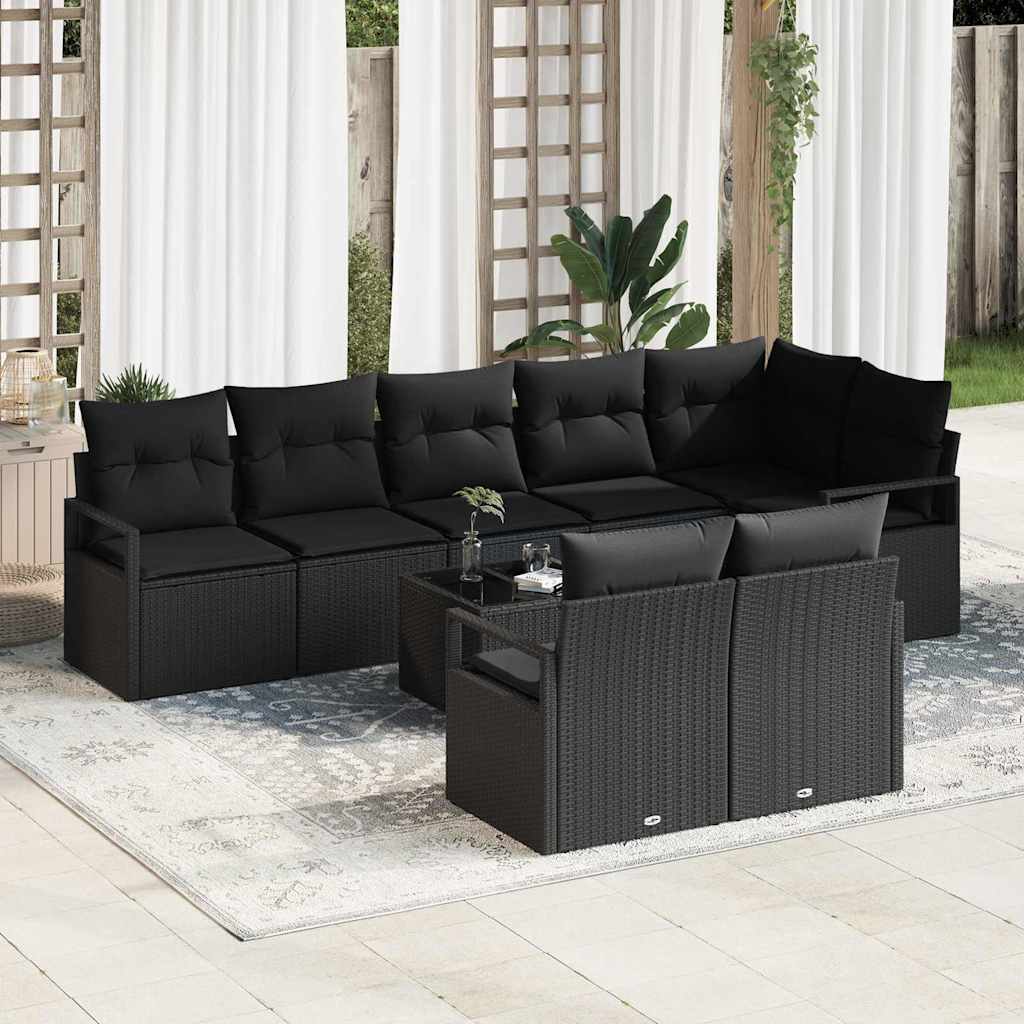 Conjunto de sofás de jardín 8 pcs Beige y ratán sintético