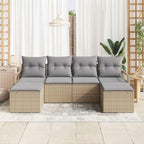 Juego de Sofá 6 pcs Beige y Gris Claro ratán sintético