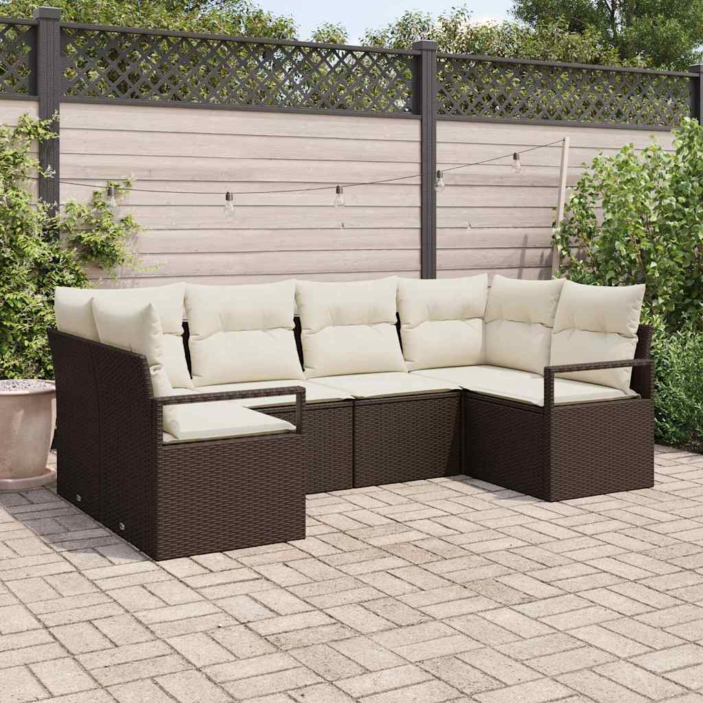 Conjunto de sofás de jardín 5 pcs Beige y ratán sintético