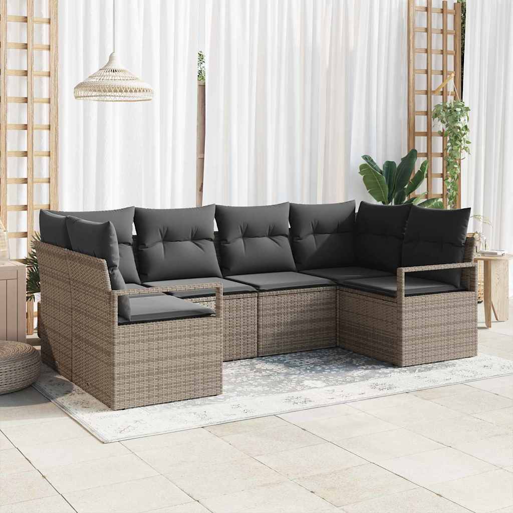 Conjunto de sofás de jardín 5 pcs Beige y ratán sintético