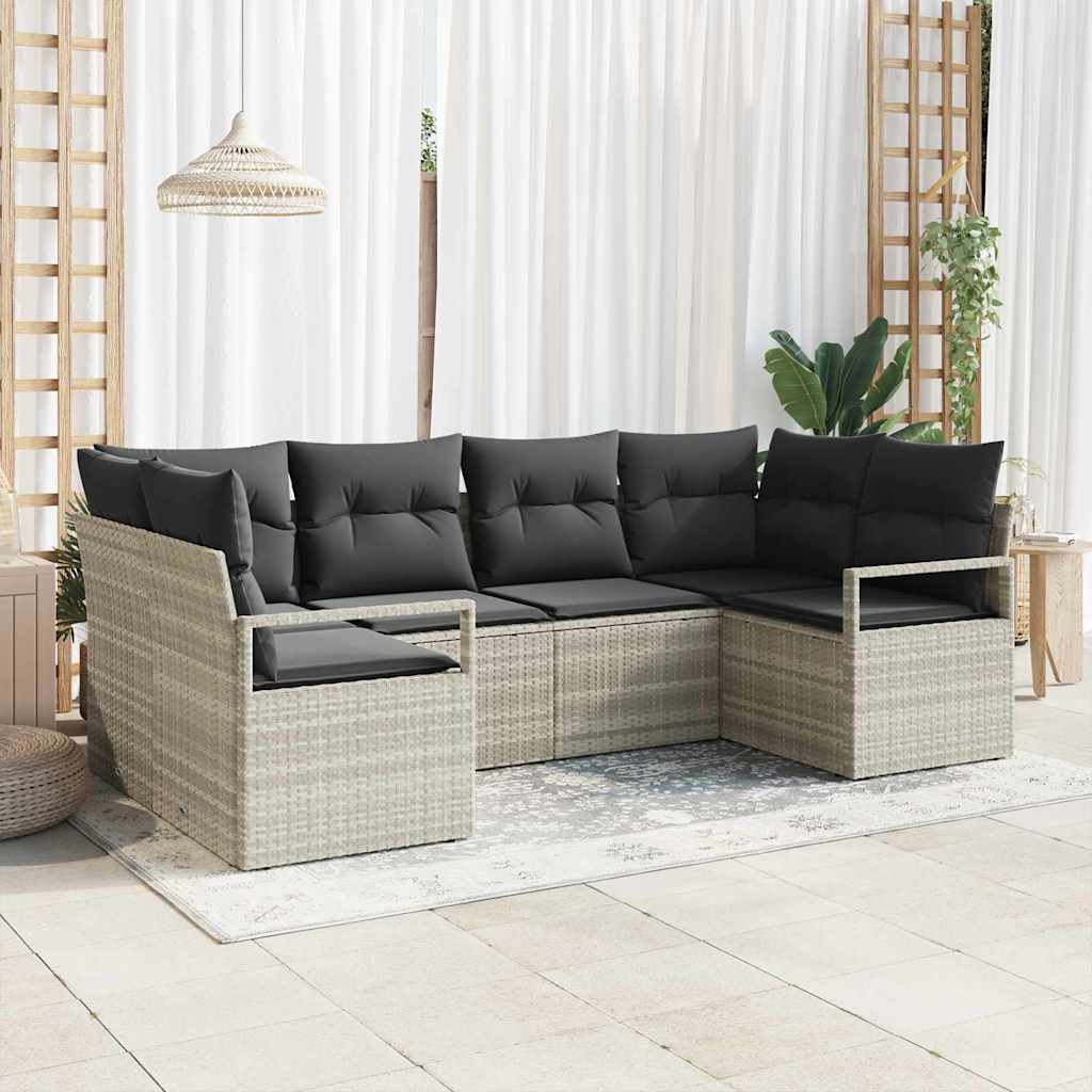 Conjunto de sofás de jardín 5 pcs Beige y ratán sintético