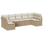 Conjunto de sofás de jardín 7 pcs Beige y ratán sintético