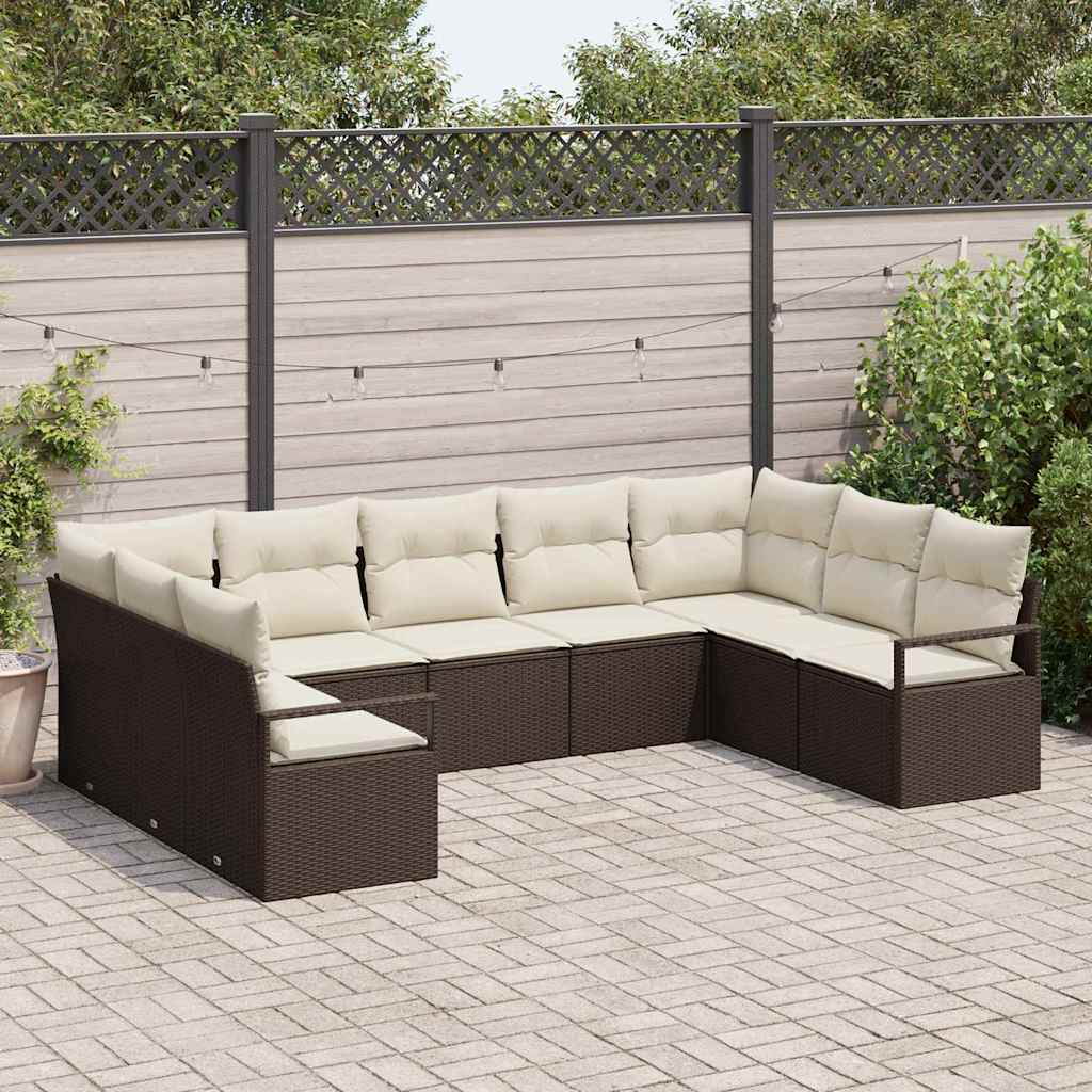 Conjunto de sofás de jardín 10 pcs Gris Claro ratán sintético