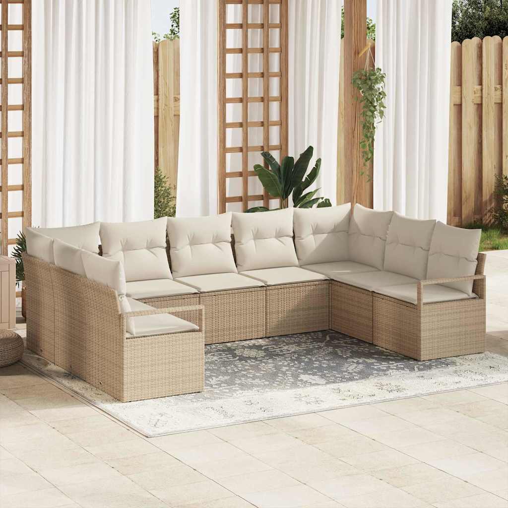 Conjunto de sofás de jardín 10 pcs Gris Claro ratán sintético