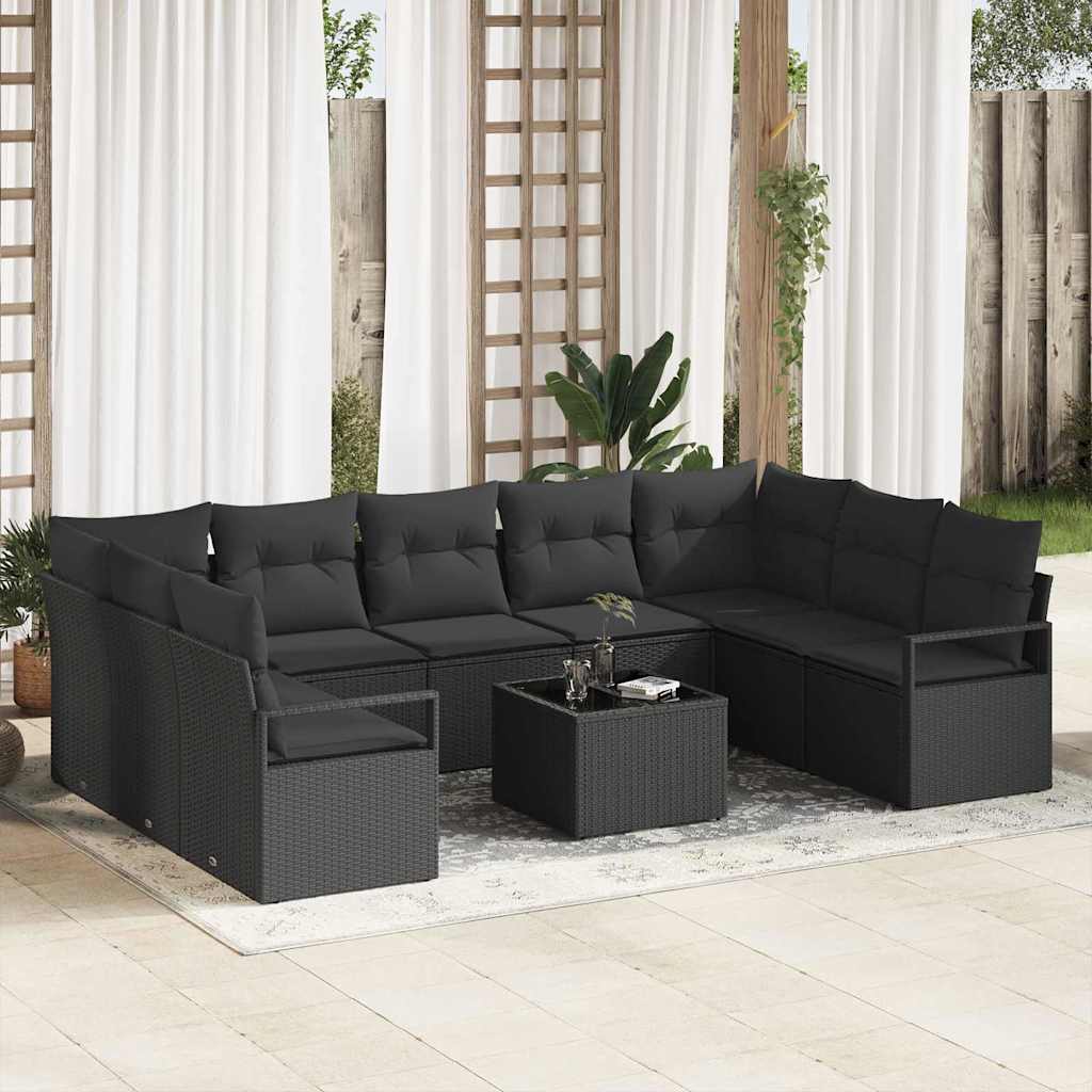 Conjunto de sofás de jardín 10 pcs Gris Claro ratán sintético