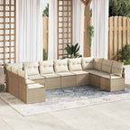 Conjunto de sofás de jardín 10 pcs Beige y ratán sintético