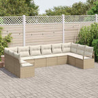 Conjunto de sofás de jardín 10 pcs Beige y ratán sintético