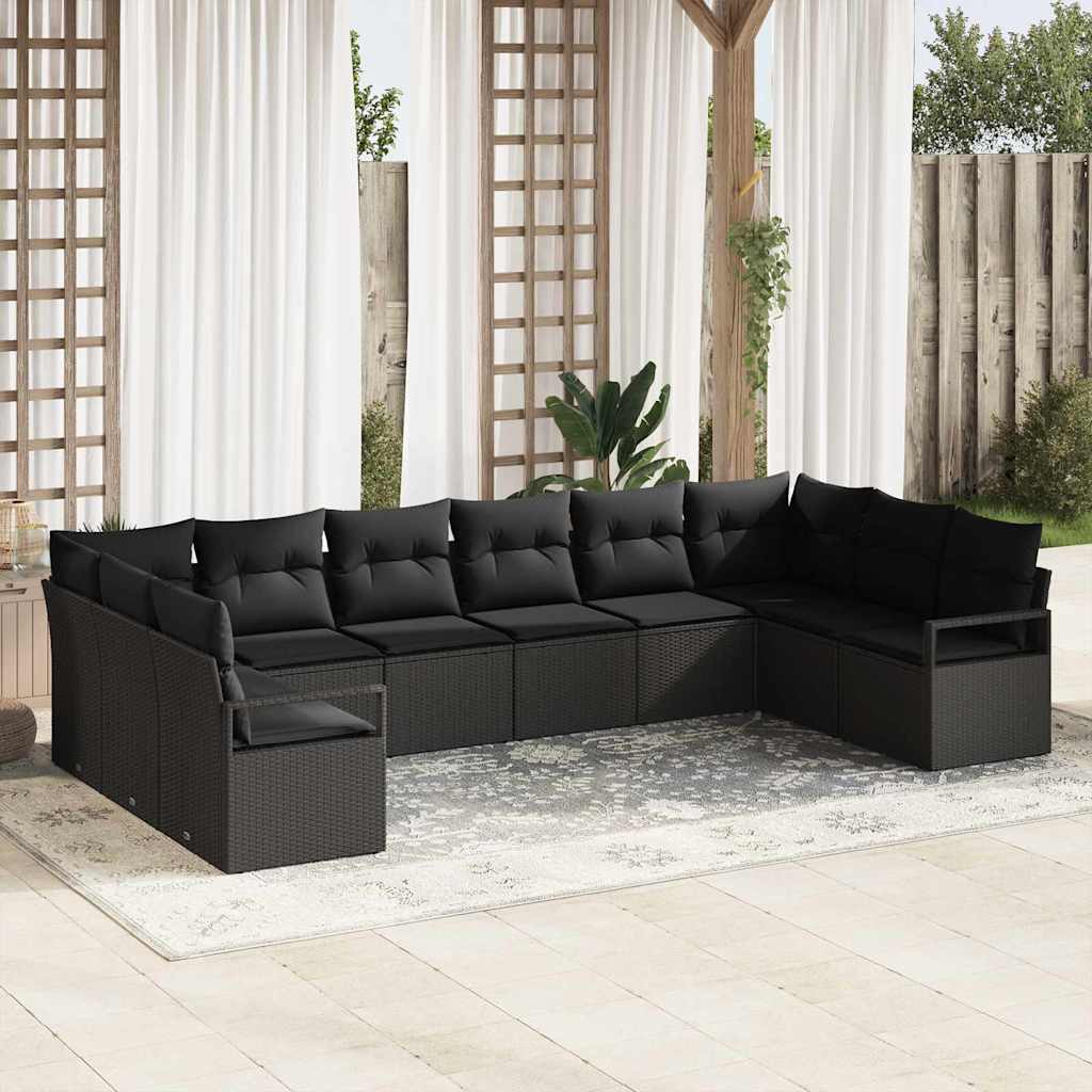 Conjunto de sofás de jardín 10 pcs Beige y ratán sintético