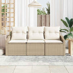 Conjunto de sofás de jardín 3 pcs Beige y ratán sintético