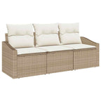 Conjunto de sofás de jardín 3 pcs Beige y ratán sintético