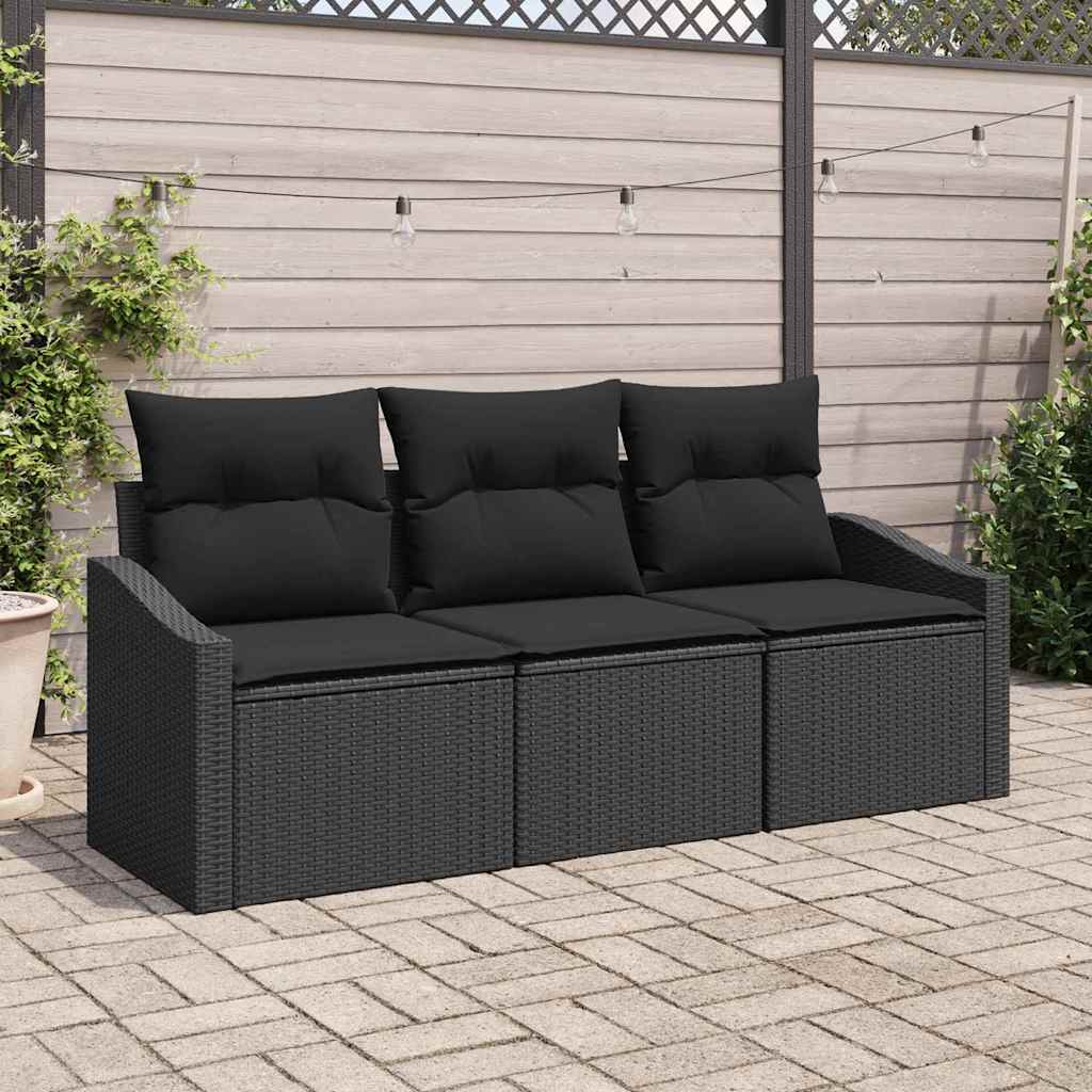 Conjunto de sofás de jardim 3 pçs Bege e rotim sintético