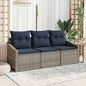 Conjunto de sofás de jardim com almofadões 3 pçs Cinzento e azul-marinho