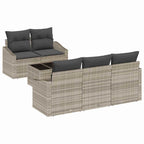 Juego de Sofá 6 pcs Gris Claro y Gris Oscuro ratán sintético