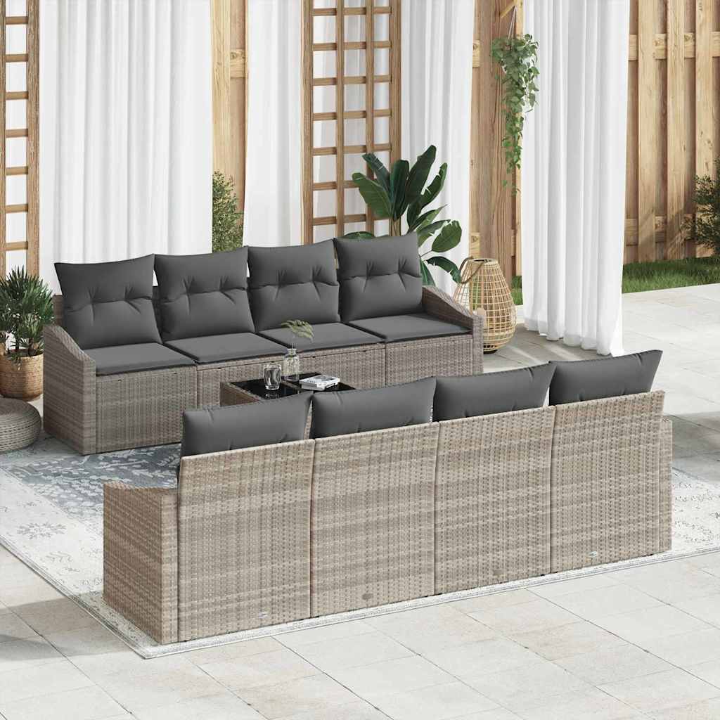 Juego de Sofá 7 pcs Gris Claro y Gris Oscuro ratán sintético