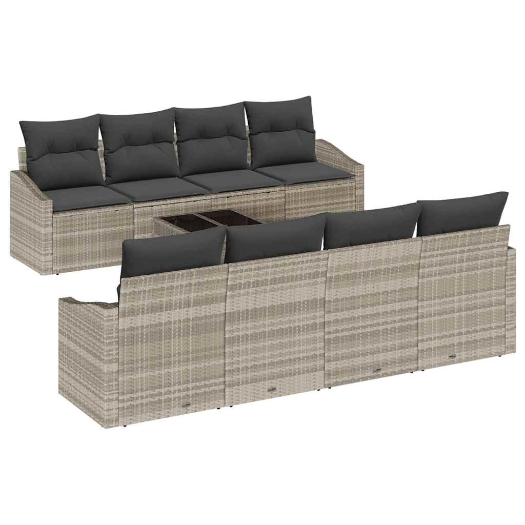 Juego de Sofá 7 pcs Gris Claro y Gris Oscuro ratán sintético