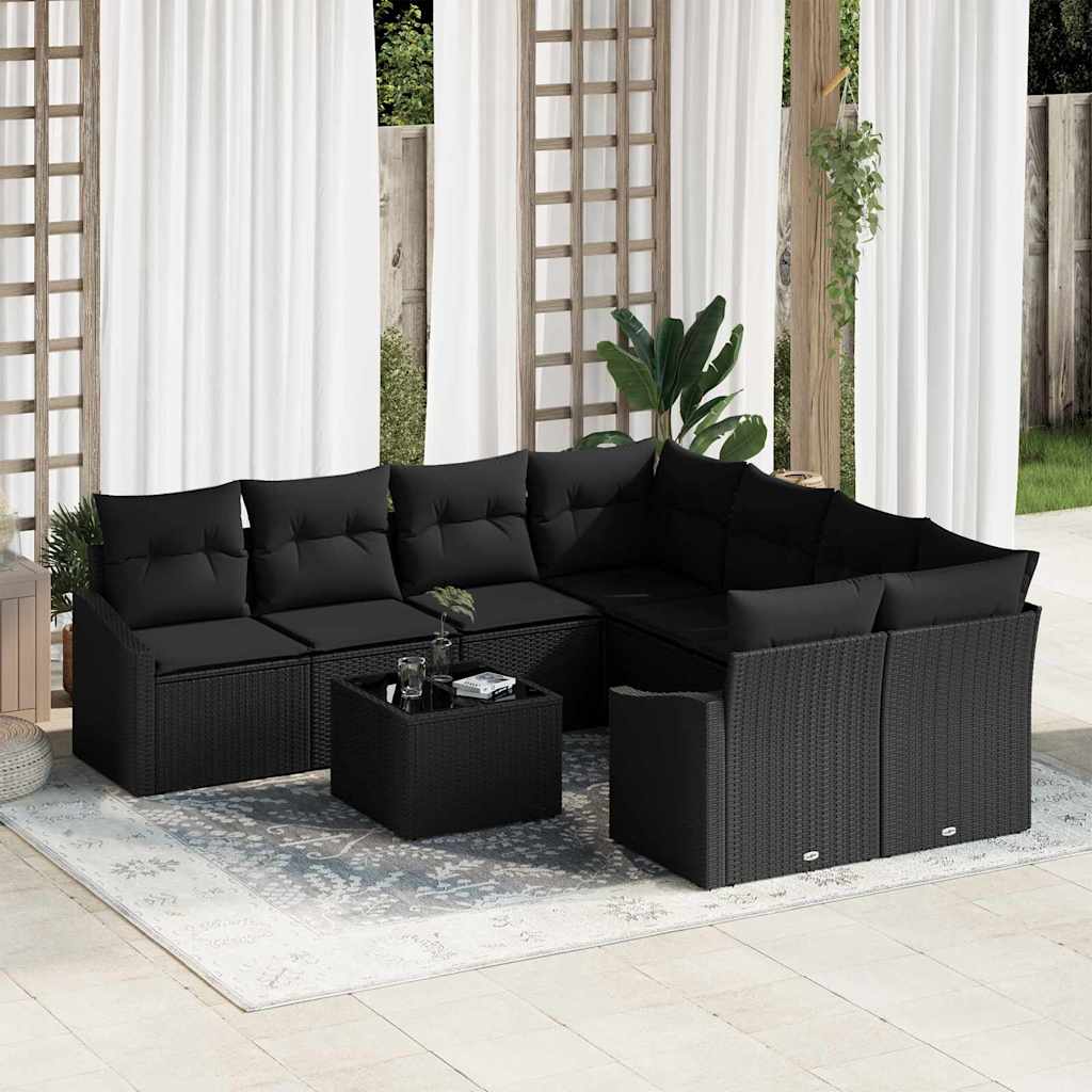 Conjunto de Sofá 9 peças Cinzento Claro e Cinzento Escuro vime sintético