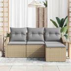 Juego de Sofá 4 pcs Beige y Gris Claro ratán sintético