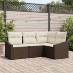 Conjunto de sofás de jardín 4 pcs Beige y ratán sintético