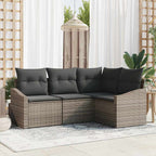 Conjunto de sofás de jardín 4 pcs Beige y ratán sintético