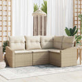 Conjunto de sofás de jardín 4 pcs Beige y ratán sintético