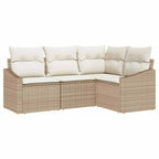 Conjunto de sofás de jardín 4 pcs Beige y ratán sintético