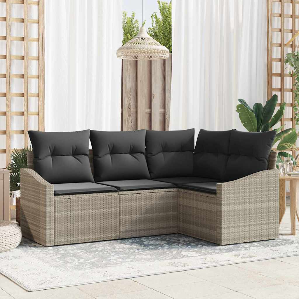 Conjunto de sofás de jardín 4 pcs Beige y ratán sintético