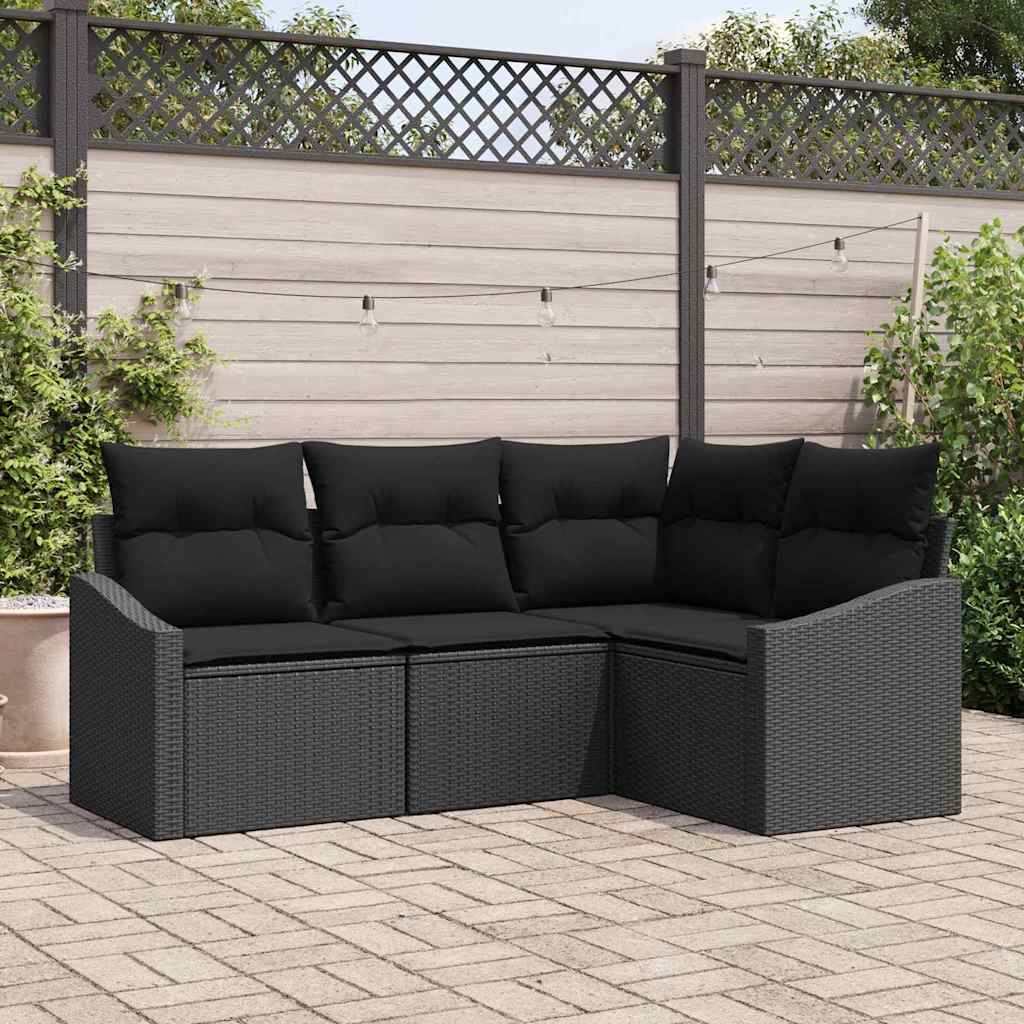 Conjunto de sofás de jardín 4 pcs Beige y ratán sintético
