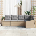 Conjunto de sofás de jardín con cojín 5 pcs Beige y Gris Claro