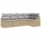 Conjunto de sofás de jardín con cojín 5 pcs Beige y Gris Claro