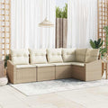 Conjunto de sofás de jardín 5 pcs Beige y ratán sintético