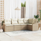 Conjunto de sofás de jardín 5 pcs Beige y ratán sintético