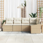 Conjunto de sofás de jardín 5 pcs Beige y ratán sintético