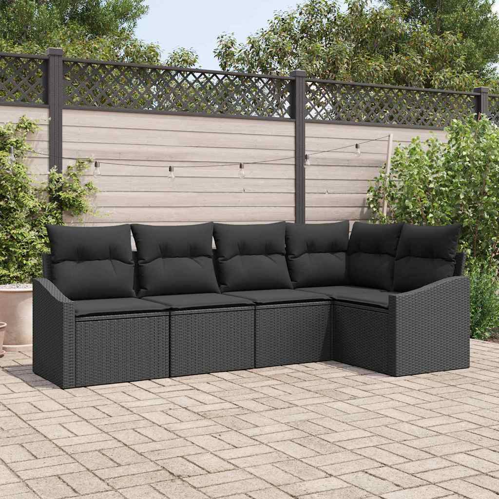Conjunto de sofás de jardín 5 pcs Beige y ratán sintético