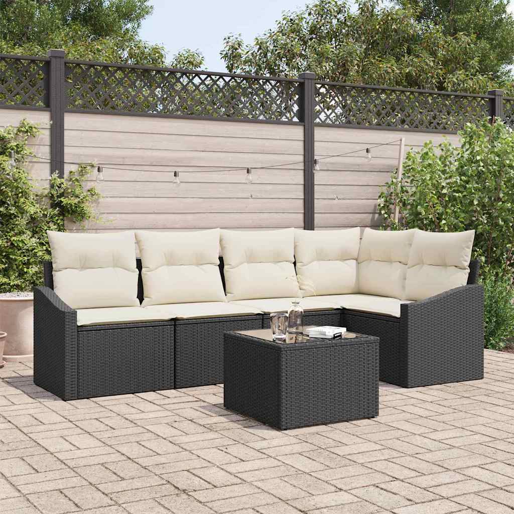 Conjunto de sofás de jardín con cojín 5 pcs Beige y Gris Claro