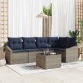 Conjunto de sofás de jardín 6 pcs Gris y marino ratán sintético