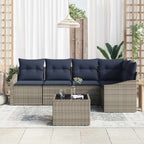 Conjunto de sofás de jardín 6 pcs Gris y marino ratán sintético