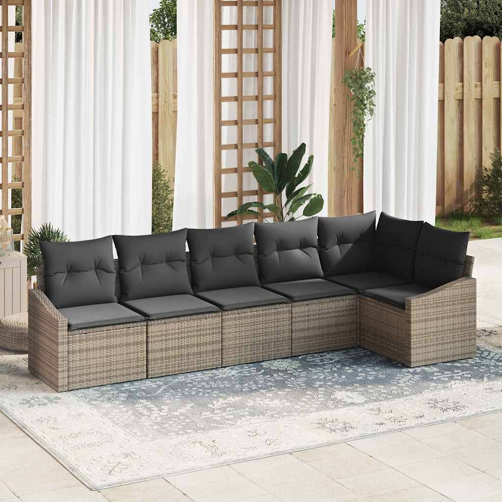 Conjunto de sofás de jardín 6 pcs Beige y ratán sintético