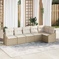 Conjunto de sofás de jardín 6 pcs Beige y ratán sintético
