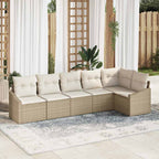 Conjunto de sofás de jardín 6 pcs Beige y ratán sintético