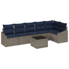 Conjunto de sofás de jardín 7 pcs Gris y marino ratán sintético