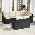 Conjunto de sofás de jardín 7 pcs Negro y ratán sintético