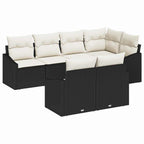 Conjunto de sofás de jardín 7 pcs Negro y ratán sintético