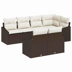 Conjunto de sofás de jardín 7 pcs Marrón y ratán sintético