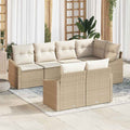 Conjunto de sofás de jardín 7 pcs Beige y ratán sintético