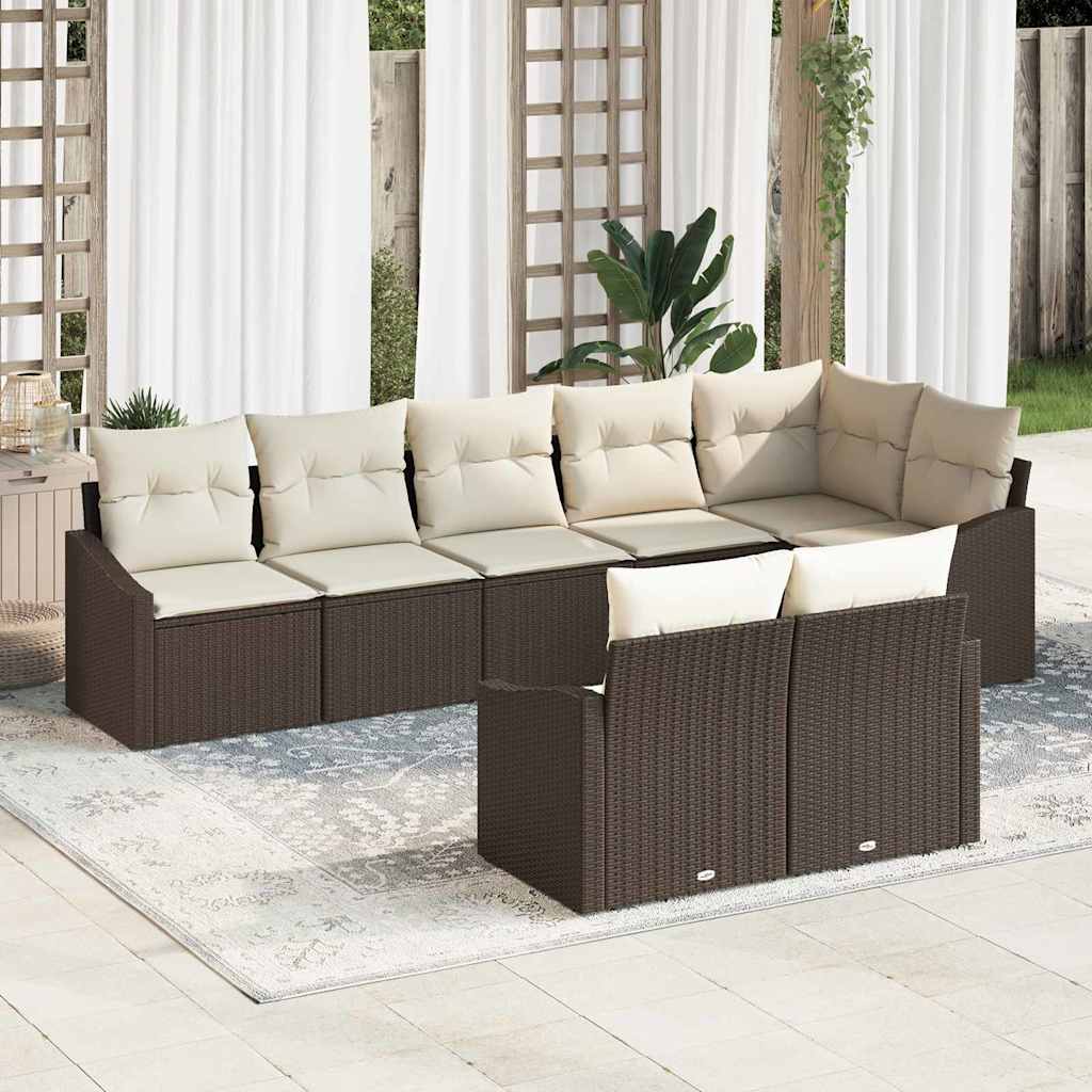 Conjunto de sofás de jardín 8 pcs Beige y ratán sintético