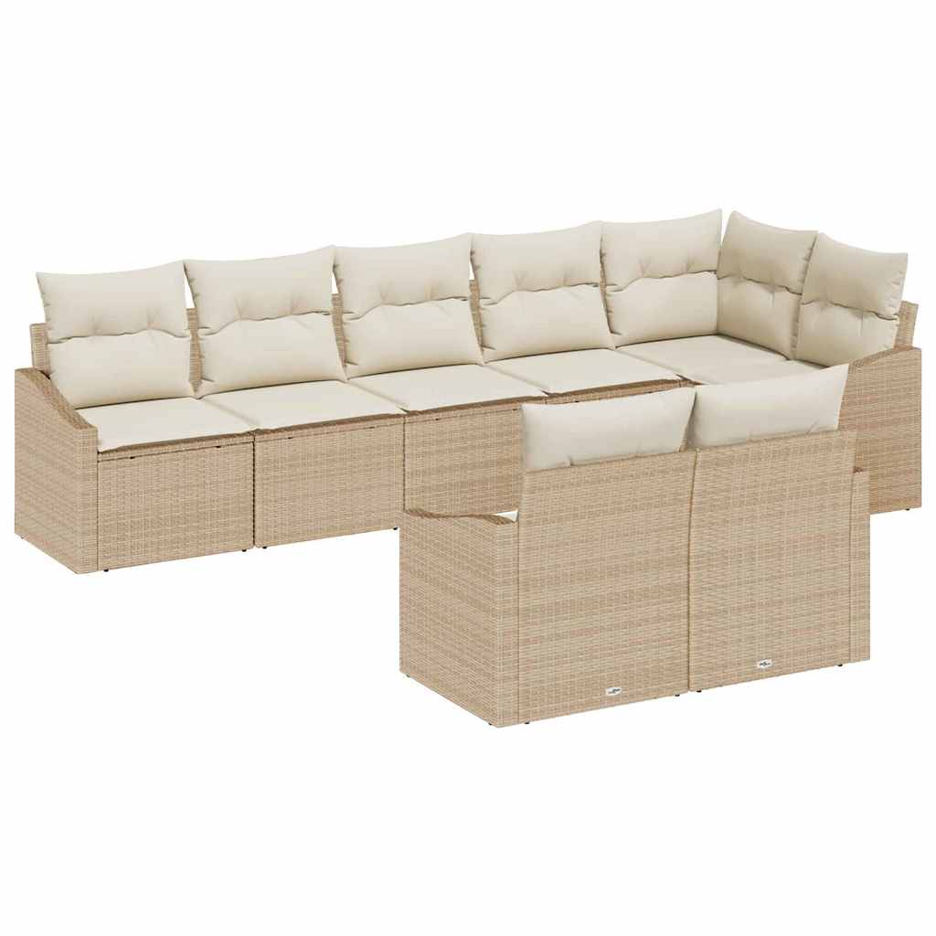 Conjunto de sofás de jardín 8 pcs Beige y ratán sintético