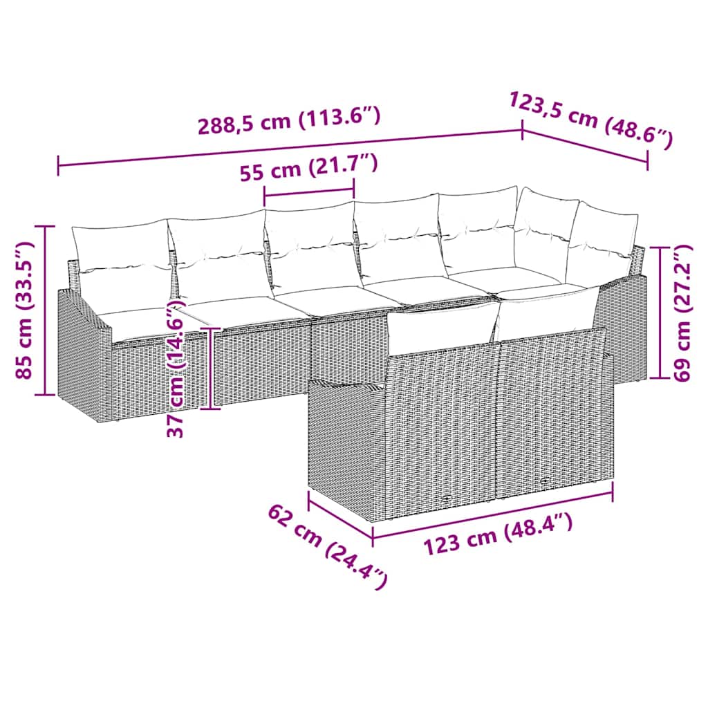 Conjunto de sofás de jardín 8 pcs Beige y ratán sintético