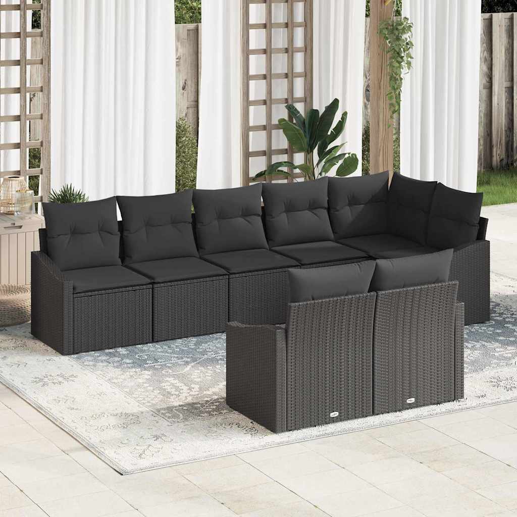 Conjunto de sofás de jardín 8 pcs Beige y ratán sintético